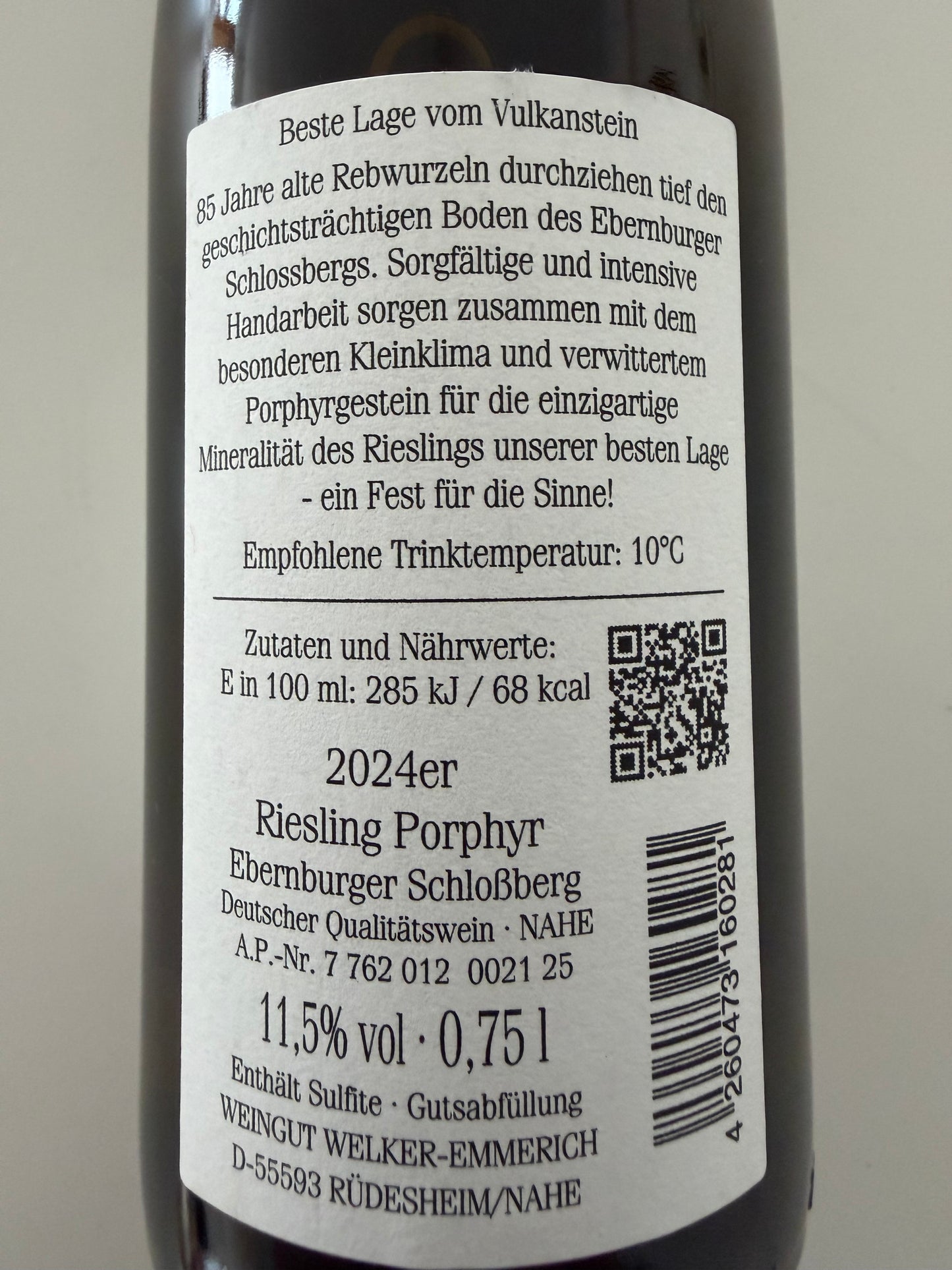 Ebernburger Schlozberg Riesling Porphyr. 2024.