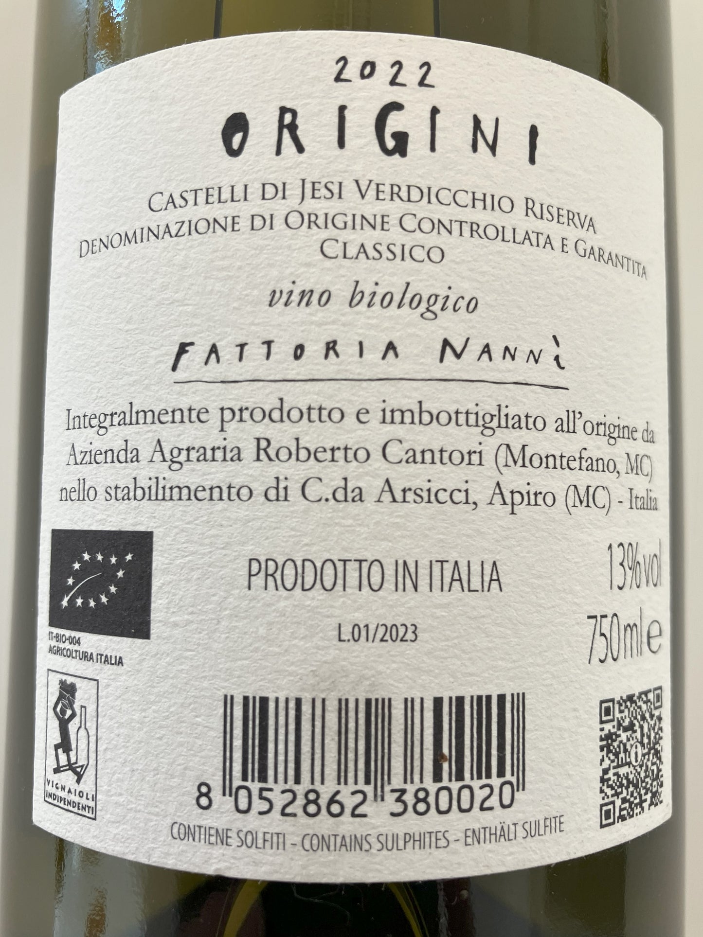Origini, Castelli di Jesi Riserva Classico økologisk