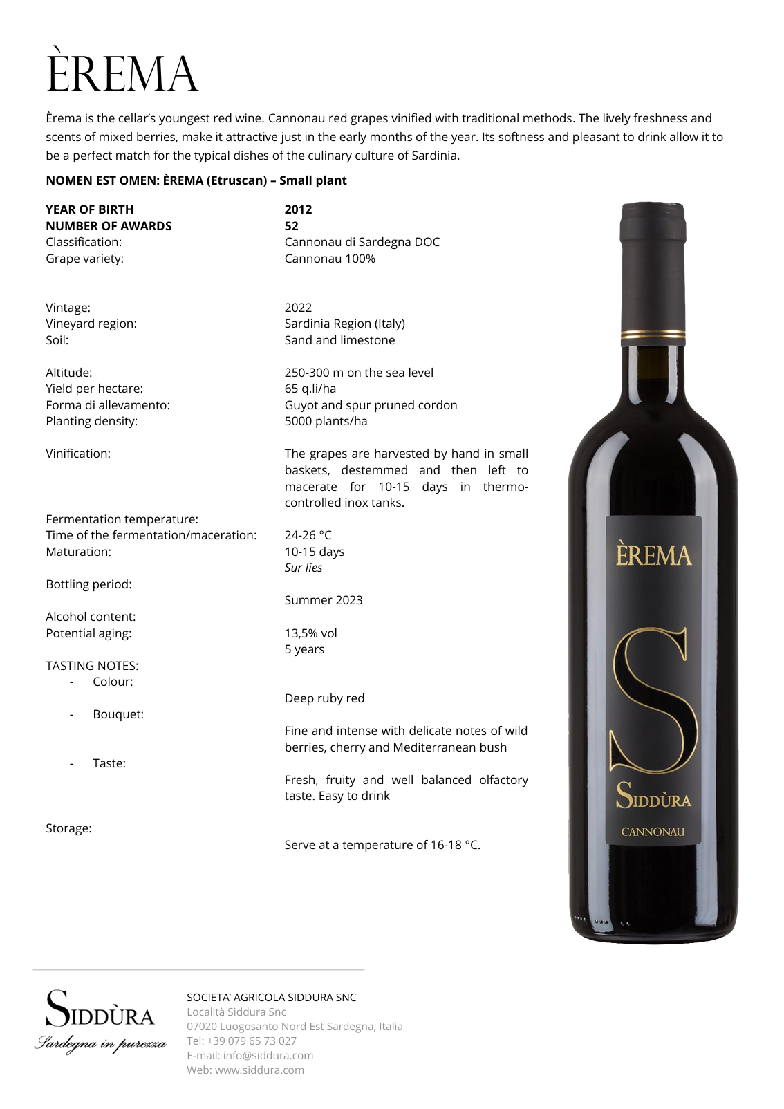 Erema Cannonau di Sardegna DOC 2022
