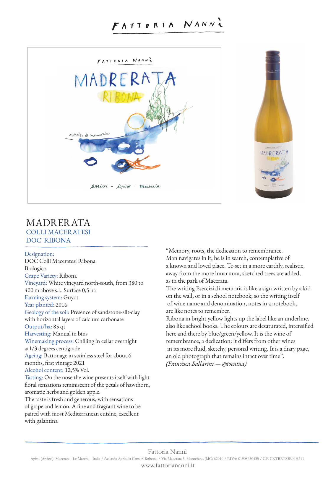 Madrerata Colli Maceratesi DOC Ribona
