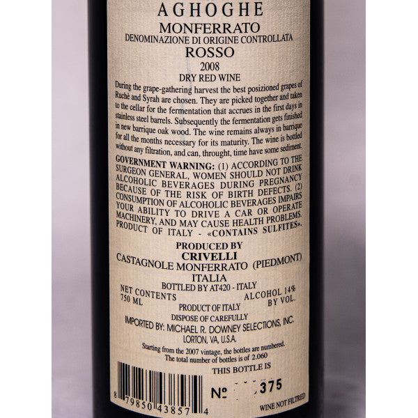 Agòghè, Monferrato Rosso DOC. 2008.