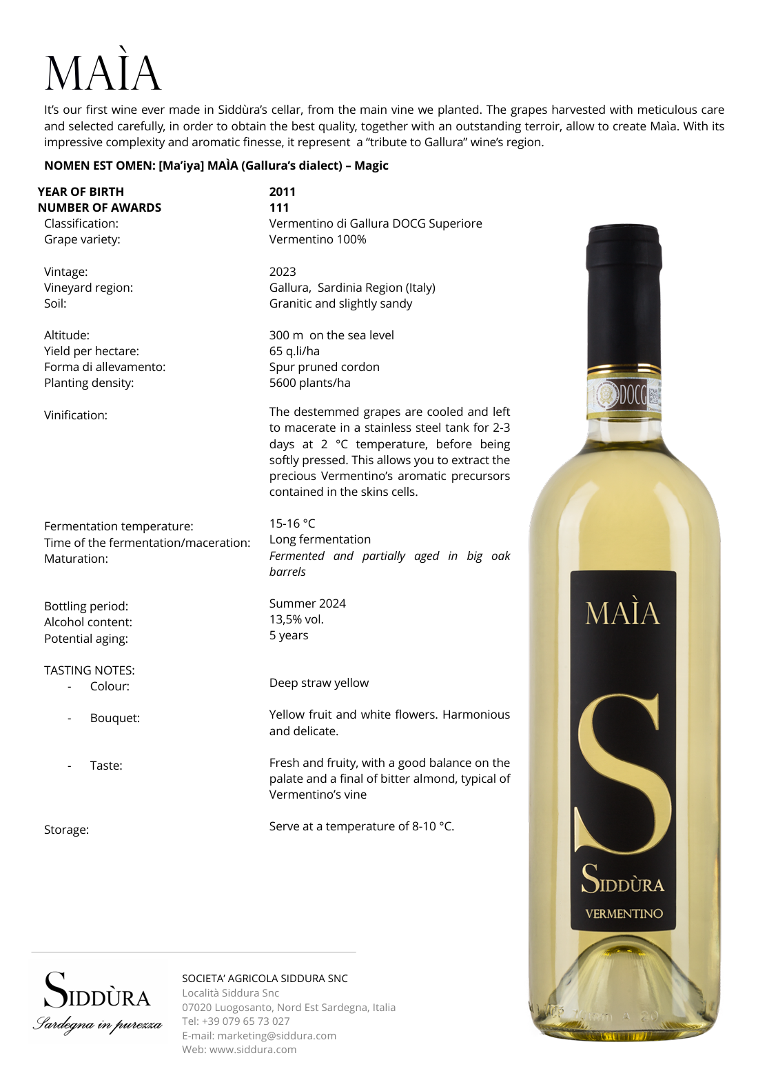 Maìa Vermentino di Gallura DOCG Superiore