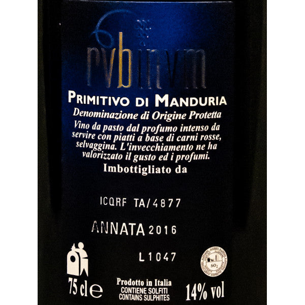 Primitivo Rubinum 14 Primitivo di Manduria DOP